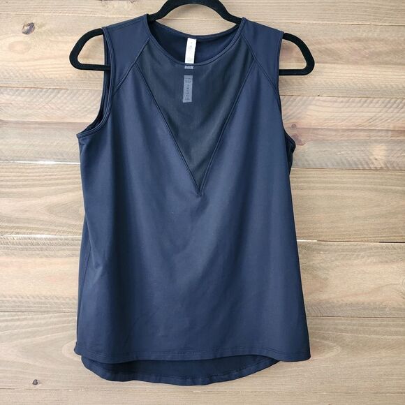 Lululemon black tank mesh V round‎ neck womens size 4 - Picture 1 of 5